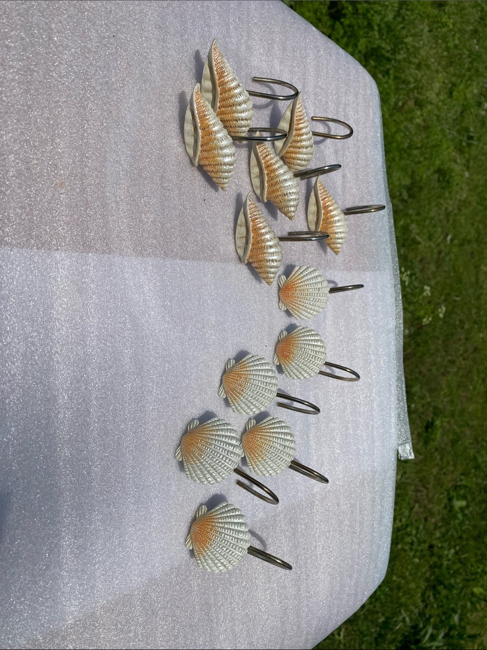 Seashell Shower Curtain Hooks Beach Nautical Bathroom Décor Resin Metal 12pc